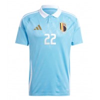 Camisa de Futebol Bélgica Jeremy Doku #22 Equipamento Secundário Europeu 2024 Manga Curta